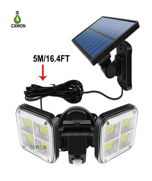 Lumières solaires 120ed IP65 étanche à la lampe solaire intérieure extérieure avec tête d'éclairage à tête large réglable lampe de jardin 3205806