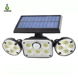 Zonne-verlichting 70 LED 3 Draaibare hoofden LED Solar Garden Lamp Motion Sensor Outdoor Garden Spot Light