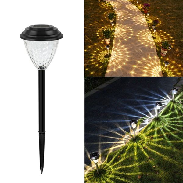 Luces solares LED Lámpara de césped solar Luces de jardín impermeables al aire libre para pasarela Patio Patio trasero Paisaje Vía vidrio acero inoxidable estaca negro plata marrón