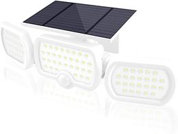 Zonne-verlichting Outdoor 3 hoofden, Romwish 80 LED 3 Modi Solar Motion Sensor Security Light met 360 ° brede verlichtingshoek, IP65 Waterdichte Durab