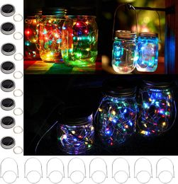 Solar Mason Jar Lights, 8 Pack 20 LED Hanging String Fairy No Jars Solar Lantern Lights voor Outdoor Patio Garden Yard