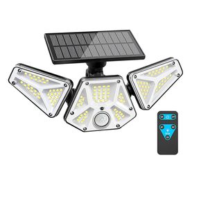 Lampe de capteur de mouvement solaire extérieur 113LEDs lumières de sécurité têtes réglables applique murale pour garage cour porche