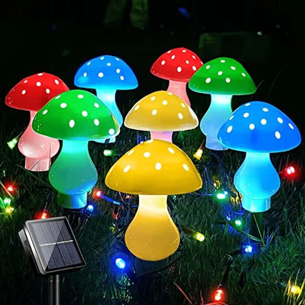 Lampe à champignon solaire Decoration extérieure Décoration de la lampe à champignon imperméable à 8 modes PAOD POUR LA PAYSAGE COURTYARD Pâques Halloween Christmas Sunshine 240518