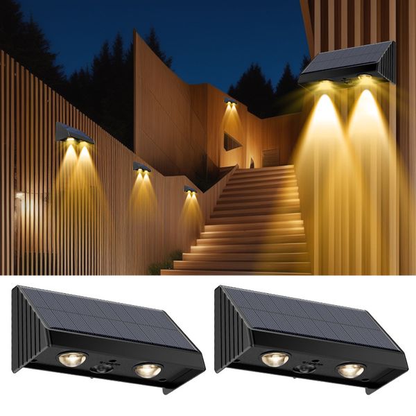 Luz solar para exteriores, luz de pared impermeable, decoración de patio al aire libre, pared exterior de villa, diseño de jardín, focos de lavado de pared