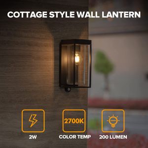 Solar Outdoor Lights with Filament Lamp, Wall Mount Vintage Buiten Wall Lamp schemering naar Dawn voor Garden Patio Court Yard hek poort