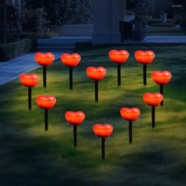 Solaire extérieur amour coeur lumières rouge étanche pieu jardin paysage lampe pour saint valentin cour pelouse décor