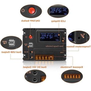 panneau solaire 20A contrôleur de Charge solaire commutateur automatique Lcd panneau Intelligent régulateur de batterie contrôleur de Charge Protection contre les surcharges Tem Gridn