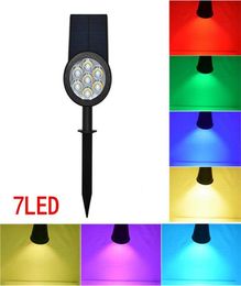 Panneau solaire 7led Spille Spot Light RGB Spotlight Landscape Garden Yard Path Lawn Lampes solaires extérieurs Molding Sun Light7616387