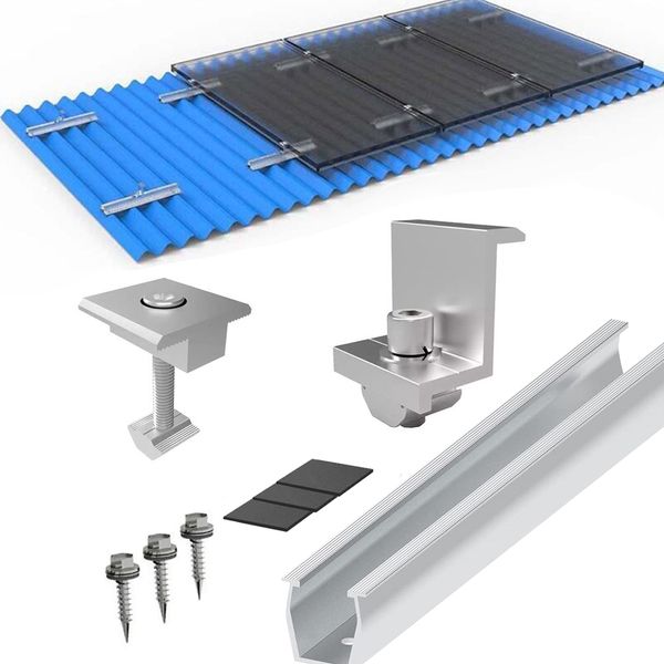 Módulo de panel solar soporte de aluminio ferrocarril fijación trapezoidal techo de montaje abrazadera abrazadera módulo solar perfil de aluminio