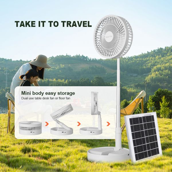 Ventilateur alimenté par panneau solaire Accessoires de lumière solaire Ventilateur de refroidissement extérieur USB Mini ventilateur solaire pour voyager en camping