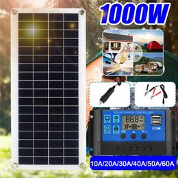 Paneles solares Panel solar de 1000 W, célula solar de 12 V, controlador 10A-60A, panel solar para teléfono, RV, coche, cargador MP3 PAD, suministro de batería para exteriores 230220