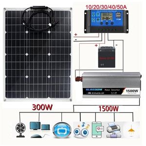 Paneles solares 1500W Sistema de energía solar Inversor Kit 600W Panel solar Cargador de batería Controlador completo Home Grid Camp Phone 221104