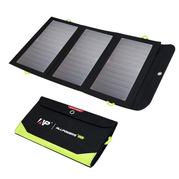 Paneles solares ALLPOWERS Panel 5V 21W Batería incorporada de 10000mAh Cargador portátil impermeable para teléfono móvil al aire libre 221104206T