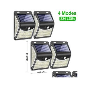 Solar Panelen LED -lampen Outdoor 3 Modi Motion Sensor Street Light Smart Remote Regeling Waterdichte wandlamp Geschikt voor Home Lightin DHHE3