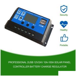 Paneles solares PWM 12V24V Controlador adaptativo 10a 20a 30a 40a 50a 60a 70a 80a 100a Batería y descarga Controlor de placa PV USB DH1WW