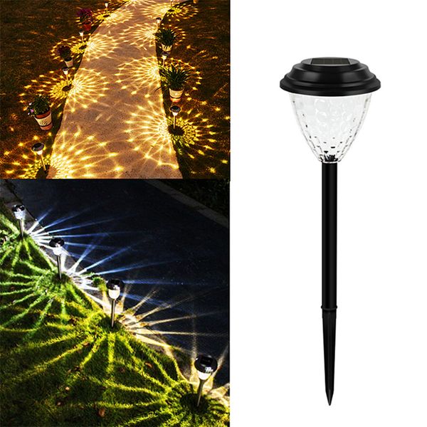 Luces solares de camino Luces de jardín Lámpara de césped Luces solares LED blancas cálidas para exteriores para pasarela Patio Patio trasero Paisaje Estaca de vidrio decorativa para acampar macizo de flores