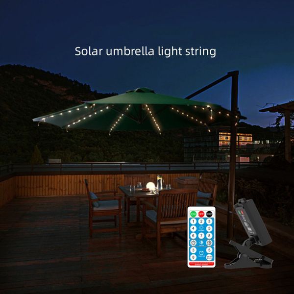 Luces solares para sombrillas de patio al aire libre con 8 modos Clip de panel solar de 3V 104 Luces solares para sombrillas impermeables al aire libre para terraza de playa Jardín Tiendas de campaña