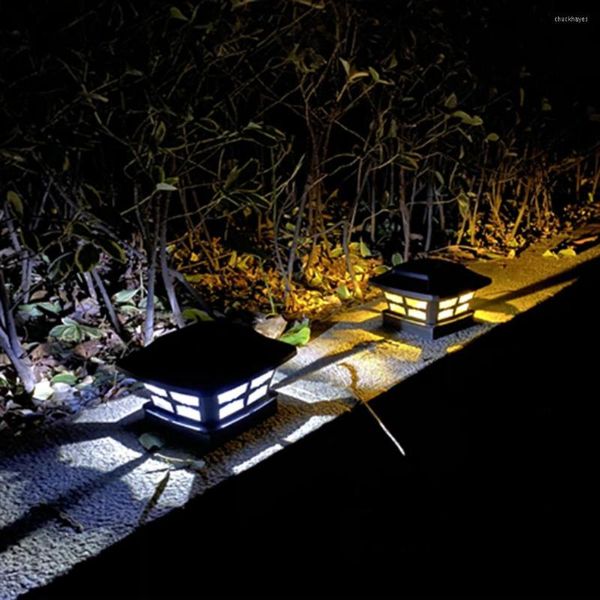Lámpara de tapa de poste solar LED impermeable al aire libre columna cabeza cubierta luz de noche para valla de jardín decoración de paisaje