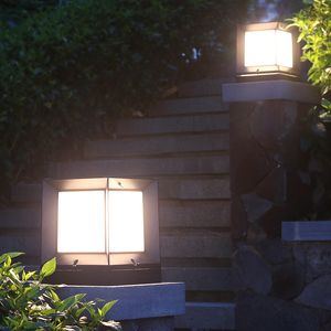 Luz de poste solar, iluminación de paisaje cuadrada de aluminio resistente al agua, luz de pilar LED solar para exteriores, para decoración de pared de cerramiento de patio de villa