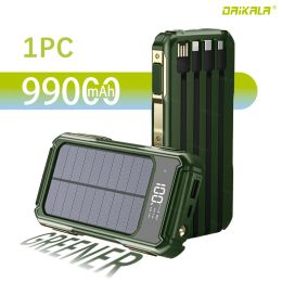 Banque d'énergie solaire 20000mAh Batterie externe de charge rapide portable pour iPhone14 13 Mini Powerbank avec lampe laser à lampe de poche LED