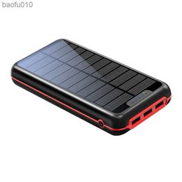 Solar Power Bank 30000mAh Solar Charger 3 USB Ports External Battery Powerbank For Xiaomi iPhone 12 11 Smartphone with LED Light L230712