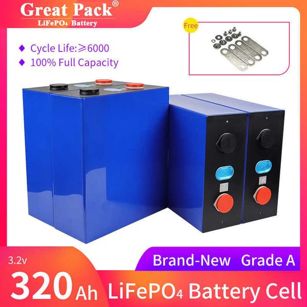 Banque d'énergie solaire 4 pièces 3.2V 320Ah Rechargeable 100% pleine capacité LiFePO4 cellule de batterie Cycle profond tout nouveau Grade A Lithium Ion