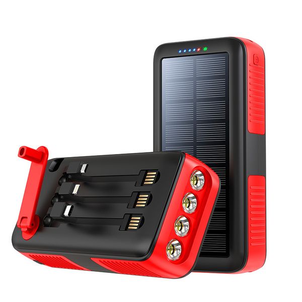 Banque d'énergie solaire 60000mAh Tableur solaire rapide Portable Pack externe Pack de câbles intégrés