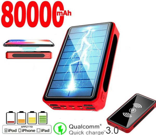 Banque d'énergie solaire 80000mah 4usb Led Portable bloc d'alimentation de Charge sans fil peut charger la batterie externe de l'iphone Xiaomi 9207930