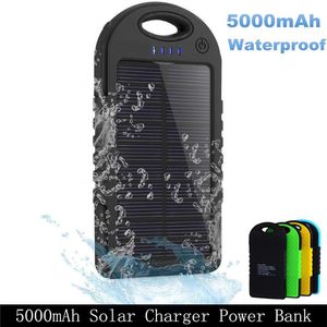 Solaire Power Bank Batterie Étanche Double Usb Chargeur Téléphones Camping Lampe Accessoires Ultra Mince Mousqueton Attacher Sac À Dos Randonnée Grip Caoutchouc