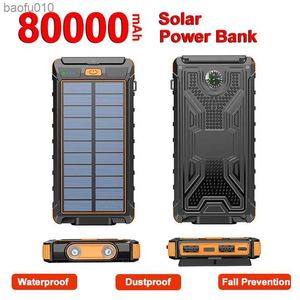 Banque d'énergie solaire Charge rapide Portable 80000mAh Chargeur Batterie externe étanche avec lampe de poche pour Xiaomi Iphone L230619