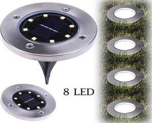 Zonne -energie begraven lamp 8 led ondergronds licht grond grond buitenlichtpad Way Garden gazon Courtyard Landschap Decoratielamp IIA29203267