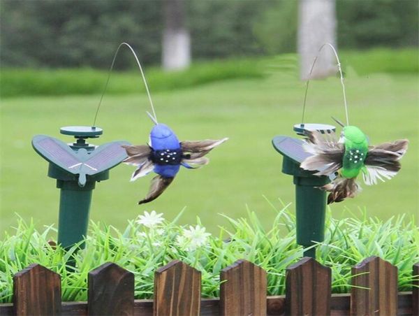 Energía solar bailando mariposas giratorias revoloteando vibración mosca colibrí pájaros voladores patio decoración de jardín juguetes divertidos ZC1353241160