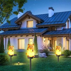 Énergie Solaire LED Chat Pelouse Lumière Extérieure Étanche Jardin Cour Paysage Lampe Décorations De Noël Lumières - Marron