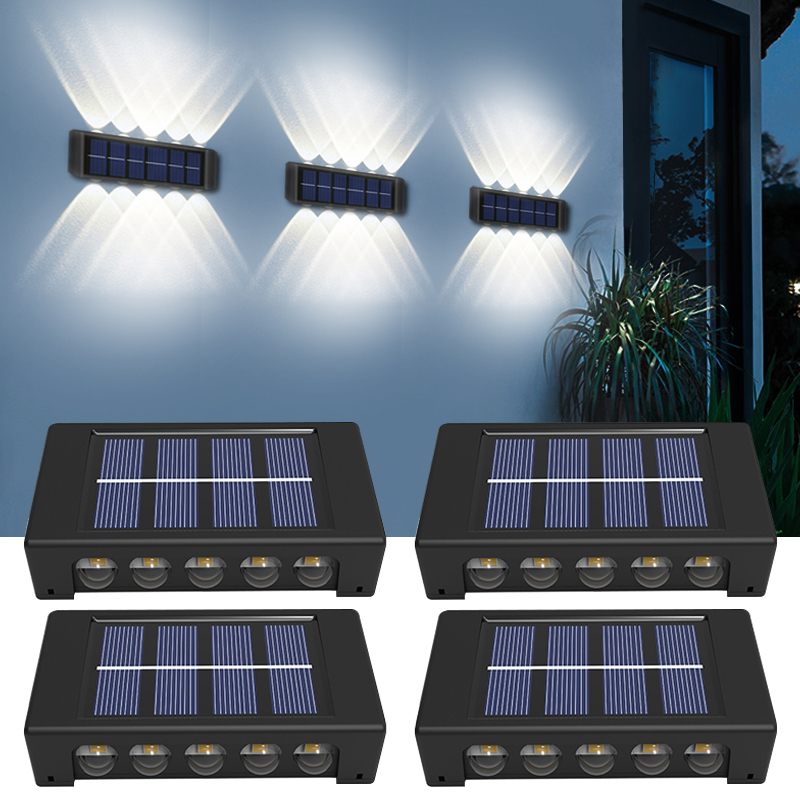 Solenergi LED Garden Wall Lights Outdoor Waterproof Decoration Street Solar Lamp för uteplatsstaket veranda balkong