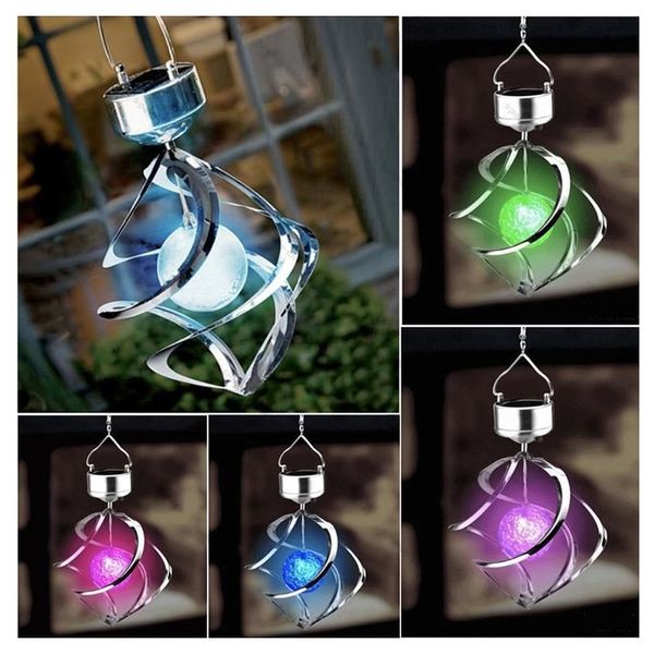 Projecteurs à énergie solaire vent Spinner LED extérieur jardin cour suspendu carillon lampe pelouse mobile rotatif Campanula lumière