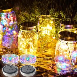 Zonne -energie mason jar deksel snaar lichten waterdichte sprookvliegvlieg jar deksels licht voor outdoor patio tuin kerstmas bruiloftsfeestje