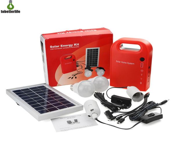 Sistema de energía solar Fuente de alimentación para el hogar Bombilla solar Sistema de iluminación LED Sistema de iluminación LED de carga de emergencia con 2 bombillas 4693237