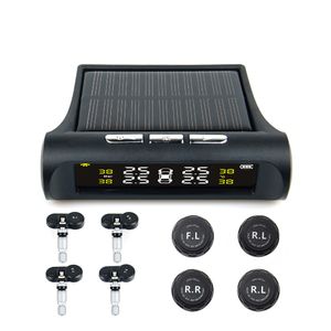 Zonne -vermogen USB TPMS Car Tyre druk Monitoring System LCD 4 Externe / interne sensoren voor SUV -temperatuurwaarschuwing