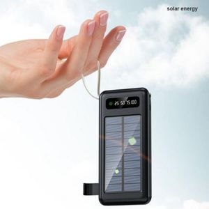 Solar Powerbank Slanke Snel Opladen Ingebouwde Kabel 10000mAh 20000mAh Reizen Draagbare Oplader Zonne-energie Bank voor mobiele telefoon