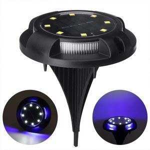 Solaire Alimenté 12LED Enterré Lumière Sous Sol Pelouse Lampe Chemin Extérieur Chemin Jardin Terrasse Décor - Blanc + Bleu