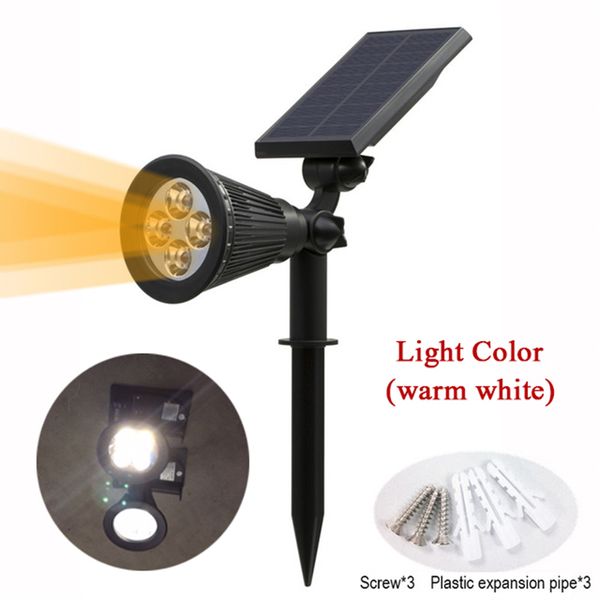 Lampe à énergie solaire 4/7 LED décoration de jardin Projecteur solaire réglable In-Ground IP65 Étanche Paysage Applique murale Éclairage extérieur