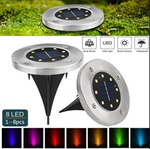 Lumières de pelouse solaires lumière de jardin 8led lampe au sol blanc chaud décoration de la maison de patio extérieur