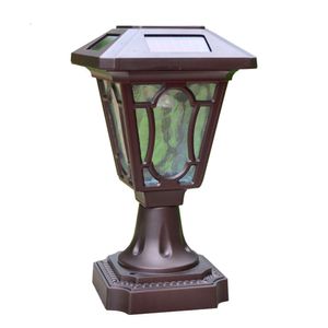 Lampadaire à énergie solaire, mur de jardin imperméable, pilier de porte, éclairage extérieur ultra lumineux LED, lampe de colonne de cour de style européen