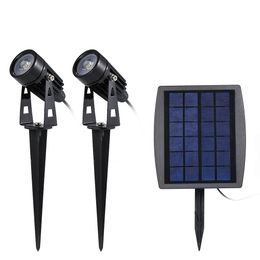 Solar Powered Lawn Light Twin Solar Led Spotlight 120-140 Lumen per licht IP65 Waterbestendig Tuin Landschapslamp met het plaatsen van Paal voor