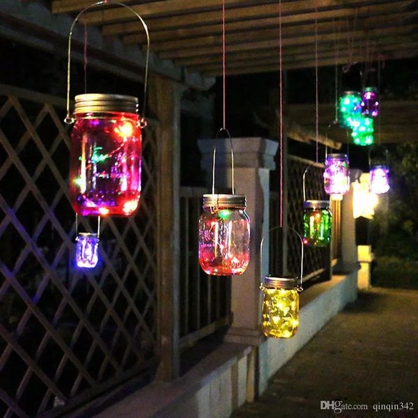 Les pots Mason à LED à énergie solaire allument la ficelle de couvercle lumières d'étoiles féeriques vissent les couvercles argentés pour le jardin de noël en verre