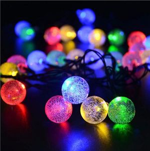 Guirlande lumineuse LED à énergie solaire, 30 ampoules, boule de cristal étanche, lumière de noël, Camping, éclairage extérieur, jardin, fête de vacances