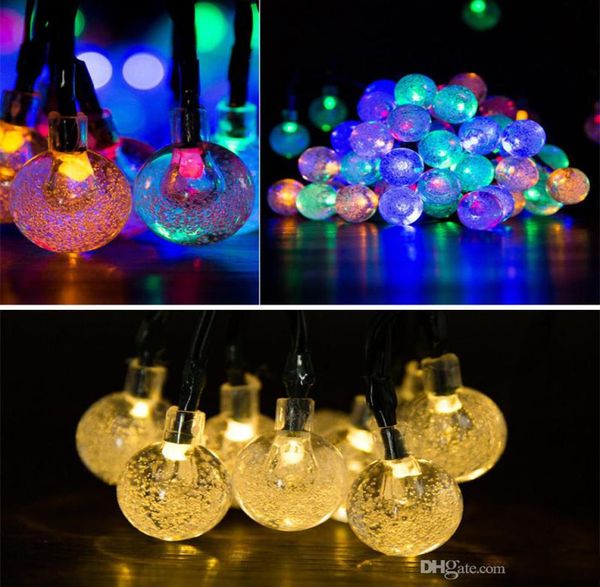 LED LED à énergie solaire Lumières 30 bulbes imperméables Crystal Ball Christmas String Camping Outdoor Lighting Garden Garden Party 8 1622478