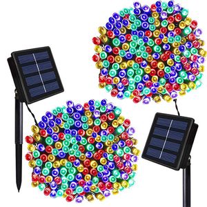 Zonne-energie LED-lichtslingers Outdoor waterdichte kerstverlichting String Solar Garland voor Patio Wedding Christmas Garden Light