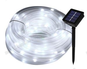 Solar aangedreven LED-stripbuis Stringlampen 33ft 100 LED Multi-Color Waterdichte Koperdraad in Clear Tube voor Kersttuin Myy