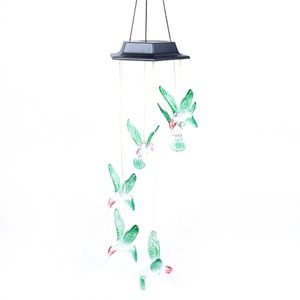 Carillon éolien LED à énergie solaire, lumière changeante de couleur, lampe de jardin, décor d'arbre extérieur - colibri